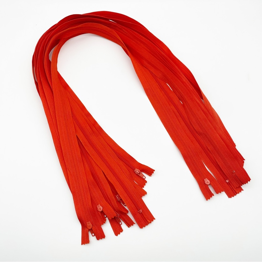 30.5” Red Orange 10 Zippers Sewing Fashion Design Accessories